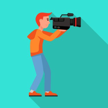 Kamera ve operatör işaretinin izole edilmiş nesnesi. Web için kamera ve video depolama sembolü ögesi.