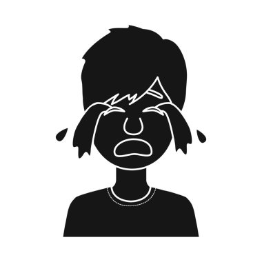 Adamın vektör tasarımı ve ağlama işareti. Bir grup adam ve ağlar ağ için stok sembolü.