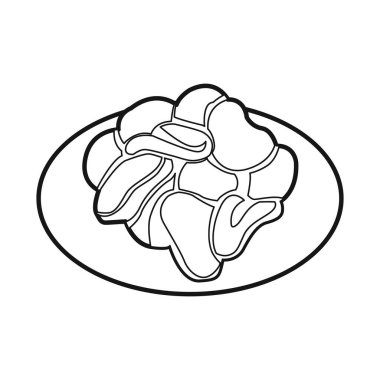 İzole edilmiş kase ve cips logosu. Kâse ve çıtır çıtır hisse senedi temsili grafiği.