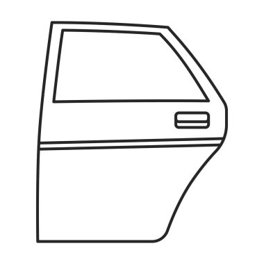 Araba kapısı vektör çizgisi simgesi. Beyaz arka planda vektör illüstrasyon arabası. Otomatik detayların izole edilmiş taslak resimleme simgesi.