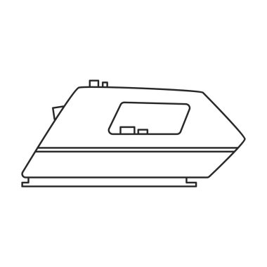 Demir elektrik vektör ana hatları simgesi. Beyaz zemin üzerinde vektör illüstrasyon uygulaması. Demir elektriğinin izole edilmiş taslak çizim simgesi.