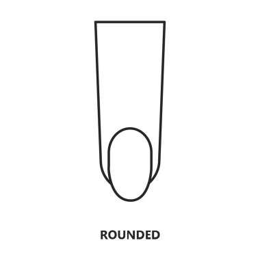 Çivi şekli vektör çizgisi simgesi. Beyaz arkaplanda vektör illüstrasyon tırnak şekli. Manikürün izole edilmiş taslak çizim simgesi.