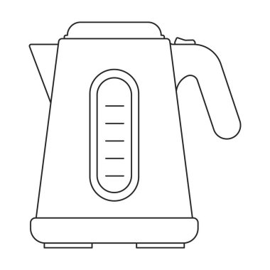 Elektrik Kettle vektör simgesi. Taslak vektör simgesi beyaz arkaplan elektrikli su ısıtıcısında izole edildi.