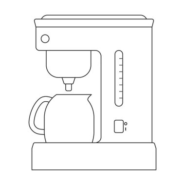 Kahve makinesi vektör simgesi. Taslak vektör simgesi beyaz arka plan kahve makinesinde izole edildi.