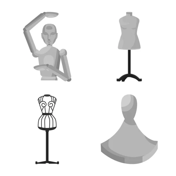 Diseño vectorial de maniquí y muestra de moda. Colección de maniquí y maniquí icono vectorial para stock. — Vector de stock