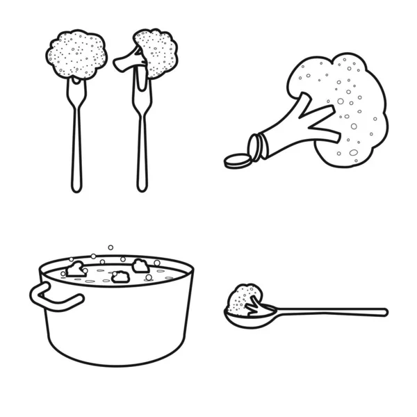 Ilustración vectorial del logotipo de alimentación y dieta. Conjunto de comer y vector saludable icono para la acción. — Archivo Imágenes Vectoriales