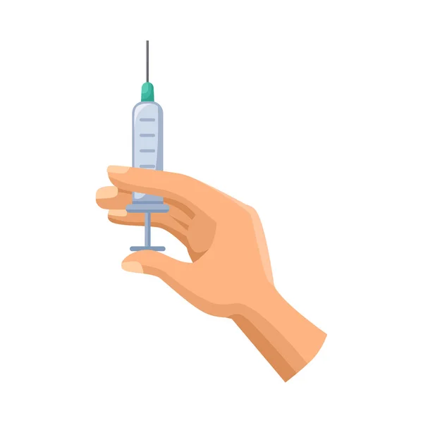 Objet isolé de la seringue et icône du vaccin. Graphique de la seringue et symbole du stock de la main pour la toile. — Image vectorielle