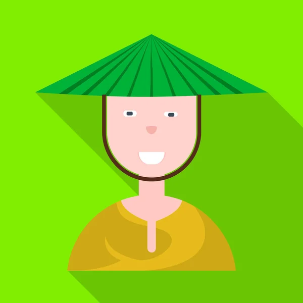 Ilustración vectorial de icono vietnamita y retrato. Conjunto de vietnamitas y vestuario símbolo de stock para web. — Archivo Imágenes Vectoriales
