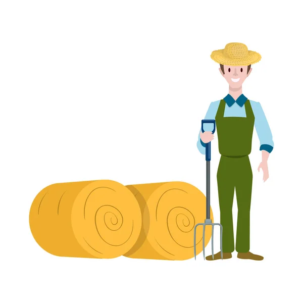Illustration vectorielle de l'icône agriculteur et femme. Collecte d'illustration vectorielle des agriculteurs et du bétail rural. — Image vectorielle