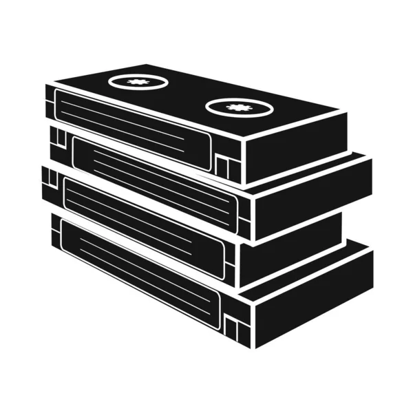 Ізольований об'єкт касети та піктограми відеокасети. Веб-елемент касети та стеку Векторна піктограма для запасів . — стоковий вектор