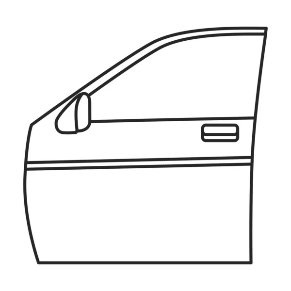 Icono de contorno de vector de puerta de coche. Ilustración vectorial coche en puerta fondo blanco. Icono de ilustración de contorno aislado de detalle automático. — Archivo Imágenes Vectoriales