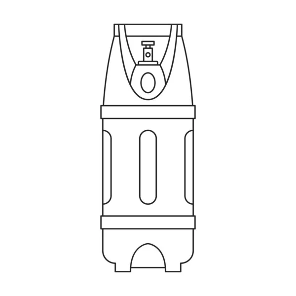 Gascilinder vector omtrek pictogram. Vector illustratie lpg op wite achtergrond. Geïsoleerde schets illustratie pictogram van gasfles. — Stockvector