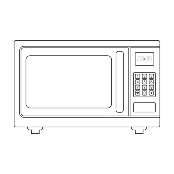 Icono de vector de horno de microondas. Icono de vector de contorno aislado en horno de microondas de fondo blanco. — Archivo Imágenes Vectoriales