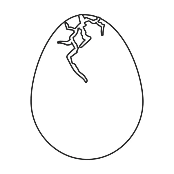 계란 닭 벡터 윤곽 아이콘. 반사기는 흰 배경 위에 음식을 그려 넣는다. 달걀 닭의 형상을 뚜렷하게 그린 윤곽. — 스톡 벡터