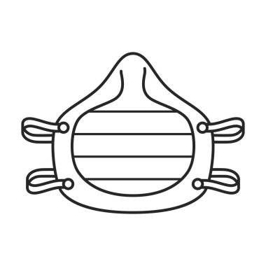 Maske tıbbi vektör ana hatları simgesi. Beyaz arka planda vektör illüstrasyon maskesi. Pr.otection fase 'in izole edilmiş tasvir simgesi.