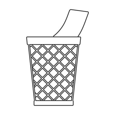 Çöp kutusu ana hatları simgesi. Beyaz arkaplanda vektör illüstrasyon kutusu çöpü. Çöp sepetinin izole edilmiş taslak çizim simgesi.