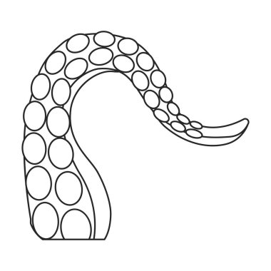 Ahtapot dokunaç vektör ana hatları simgesi. Beyaz arka planda vektör illüstrasyon deniz ürünleri. Ahtapot dokunaçlarının izole edilmiş taslak çizim simgesi.