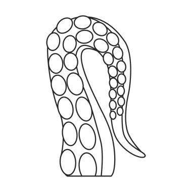 Ahtapot dokunaç vektör ana hatları simgesi. Beyaz arka planda vektör illüstrasyon deniz ürünleri. Ahtapot dokunaçlarının izole edilmiş taslak çizim simgesi.