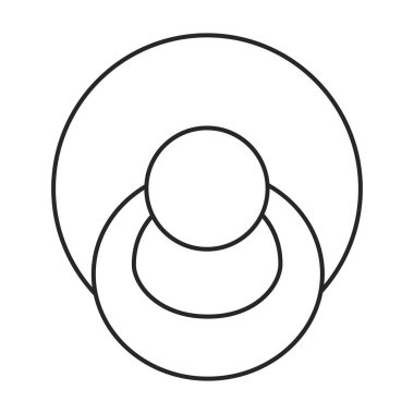 Sahte emzik vektör ana hatları simgesi. Beyaz arka planda vektör illüstrasyon bebek meme ucu. Bebek kuklası emziğinin izole edilmiş taslak çizim simgesi.