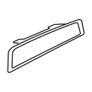 Ayna dikiz arabası, vektör çizgisi simgesi. Beyaz arkaplanda vektör illüstrasyon otomatik dikiz görüntüsü. Ayna dikiz görünümünün izole edilmiş taslak çizim simgesi.