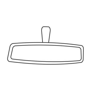 Ayna dikiz arabası, vektör çizgisi simgesi. Beyaz arkaplanda vektör illüstrasyon otomatik dikiz görüntüsü. Ayna dikiz görünümünün izole edilmiş taslak çizim simgesi.