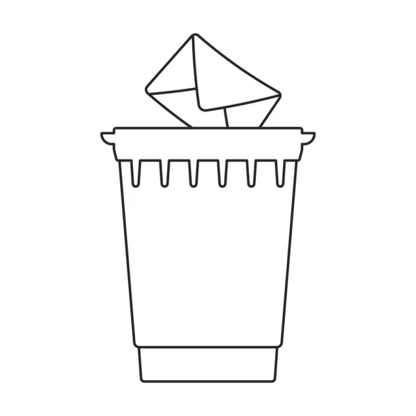 Pode lixo vetor contorno ícone. Ilustração vetorial pode lixo no fundo branco. Ícone de ilustração de contorno isolado da cesta de lixo. — Vetor de Stock