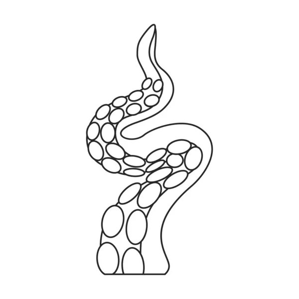 Bläckfisk tentakel vektor kontur ikon. Vektor illustration skaldjur på vit bakgrund. Isolerad kontur illustration ikon av bläckfisk tentakel. — Stock vektor