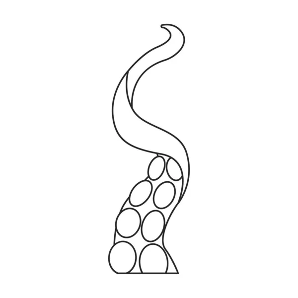 Иконка вектора осьминога на щупальце. Векторная иллюстрация морепродуктов на белом фоне. Изолированный рисунок контура щупальца осьминога. — стоковый вектор
