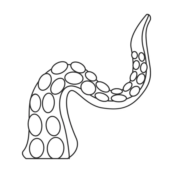 옥토퍼스 촉수 벡터 윤곽 아이콘. 해산물을 흰색 배경으로 한 벡터 삽화. 문어의 촉수에 해당하는 윤곽 이 뚜렷 한 예. — 스톡 벡터