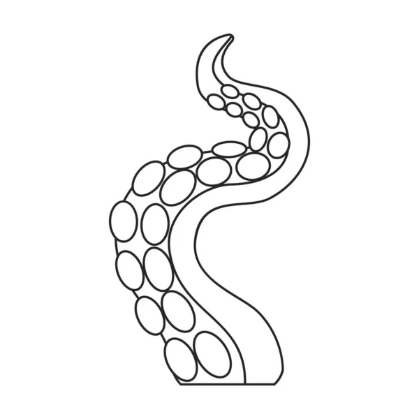 Octopus tentáculo vetor contorno ícone. Vetor ilustração frutos do mar sobre fundo branco. Ícone de ilustração de contorno isolado do tentáculo de polvo. — Vetor de Stock