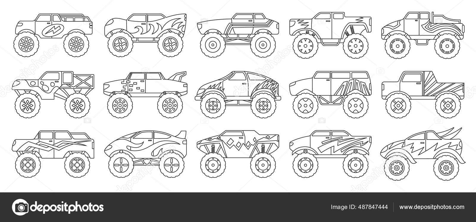 Vetores de Desenho De Veículos De Moto Offroad Só Preto E Branco