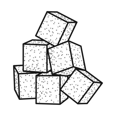 Küp ve baston ikonunun vektör çizimi. Küp ve şeker deposu vektör illüstrasyonunun web ögesi.