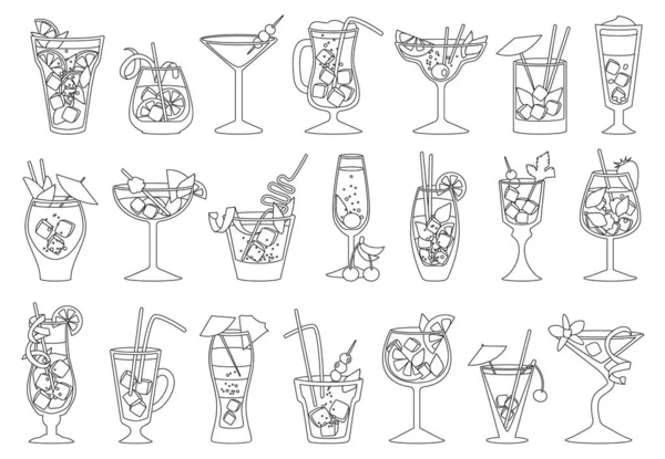 Zomer cocktail vector illustratie op witte achtergrond. Vector outline set icoon verse drank. Geïsoleerde outline set icoon zomer cocktail. — Stockvector