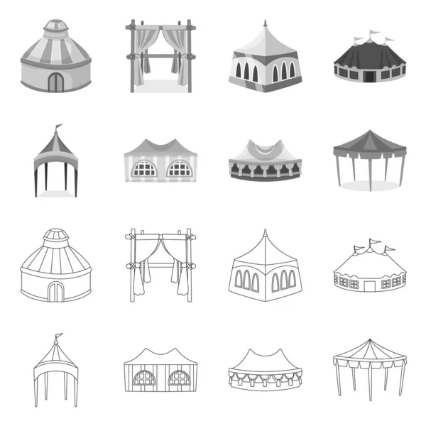 Ilustración vectorial de techo y logotipo plegable. Conjunto de icono de vectores de techo y arquitectura para stock. — Vector de stock