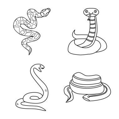 Yılanın vektör çizimi ve ürpertici işaret. Yılan koleksiyonu ve ağ için tehlike sembolü.