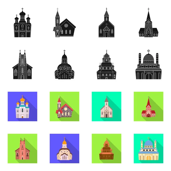 Tarikat ve tapınak ikonunun vektör çizimi. Web için tarikat ve kilise hisse senedi koleksiyonu.