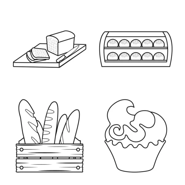 Oggetto isolato di panetteria e logo naturale. Set di panetteria e business stock symbol per il web. — Vettoriale Stock
