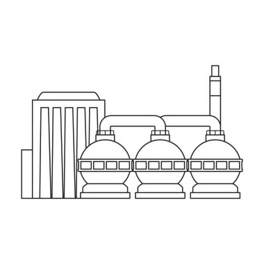 Fabrika inşa vektör simgesi. Taslak vektör simgesi beyaz arka plan fabrika binasında izole edildi.