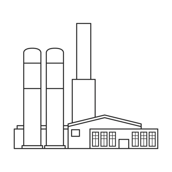 Ikona wektora budynku fabryki.Ikona wektora zarysu izolowana na białym tle budynku fabryki. — Wektor stockowy