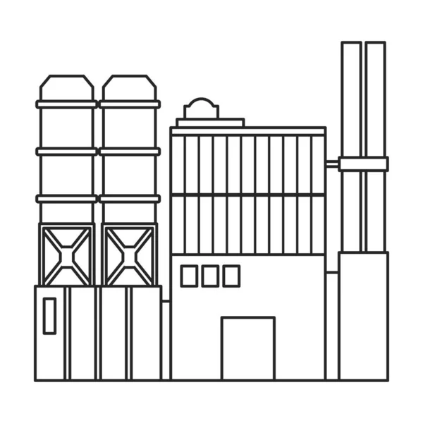 Icône vectorielle de bâtiment d'usine. Icône vectorielle de contour isolée sur le bâtiment d'usine de fond blanc. — Image vectorielle