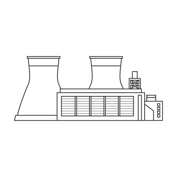 Иконка вектора здания фабрики. Иконка вектора контура изолирована на белом фоне здания фабрики. — стоковый вектор