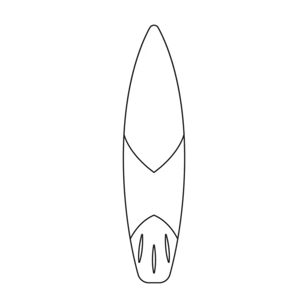 Icona vettoriale della tavola da surf. Icona vettoriale di contorno isolata su tavola da surf bianca di sfondo. — Vettoriale Stock