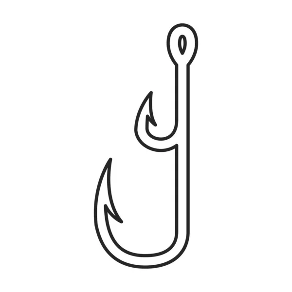 Значок вектора рыбного крючка. Иконка вектора контура изолирована на белом фоне рыбного крючка. — стоковый вектор