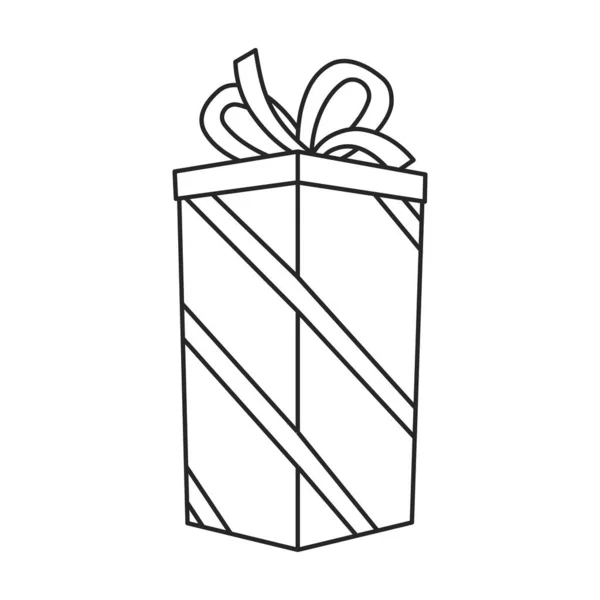 Icono de vector de caja de regalo. Icono de vector de contorno aislado en caja de regalo de fondo blanco . — Vector de stock