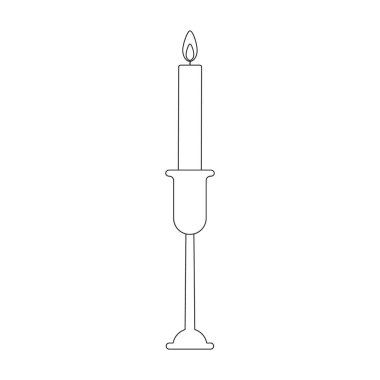 Şamdan vektör simgesi. Taslak vektör simgesi beyaz arkaplan şamdanında izole edildi.