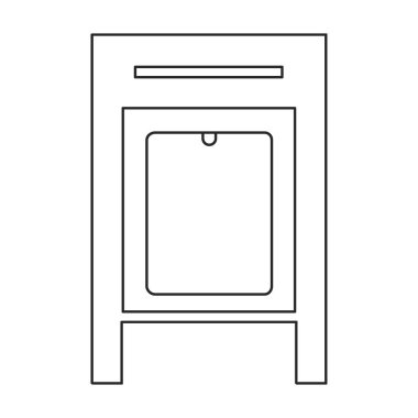 Posta kutusu vektör simgesi. Taslak vektör simgesi beyaz arkaplan posta kutusunda izole edildi.