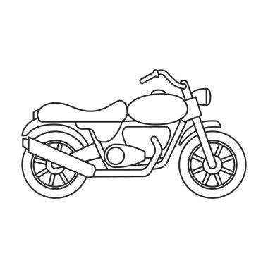 Motosiklet vektör simgesi. Beyaz arka plan motosiklet üzerinde izole edilmiş dış hat vektör simgesi.