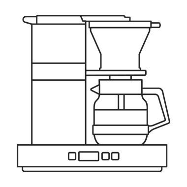 Kahve makinesi vektör simgesi. Taslak vektör simgesi beyaz arka plan kahve makinesinde izole edildi .