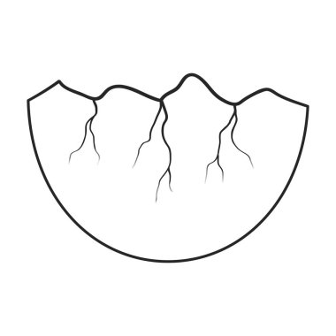 Yarı yumurta vektör ikonu. Taslak vektör simgesi beyaz arkaplanda yarım yumurta izole edildi.