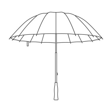 Şemsiye vektör simgesi. Beyaz arkaplan şemsiyesinde izole edilmiş dış hat vektör simgesi.